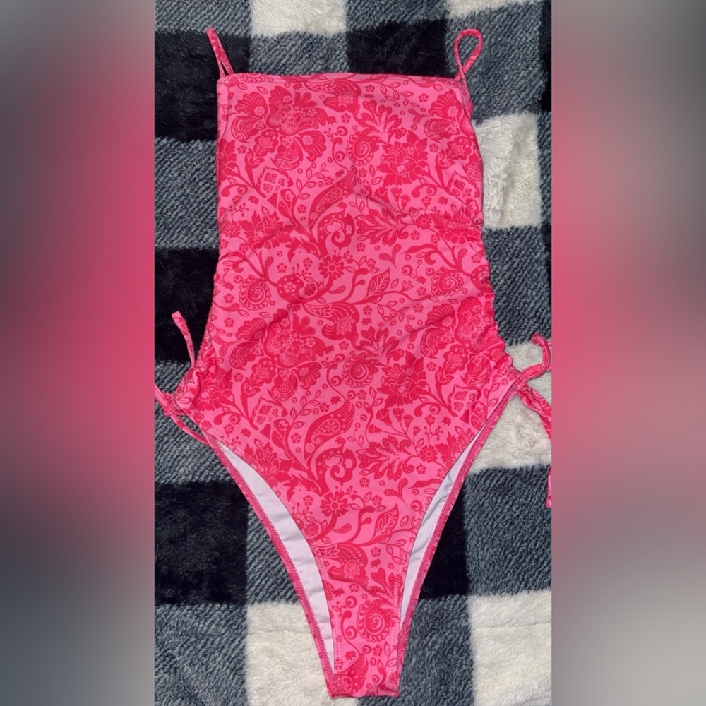 Neon pink one piece swim
